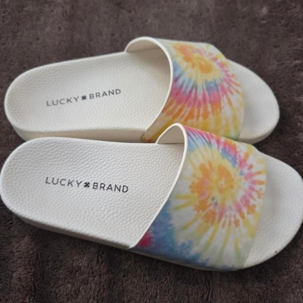 Lucky Brand Tie-Dye Slide Sandals Loungewear Travel Beach Size 7 - Picture 2 of 5